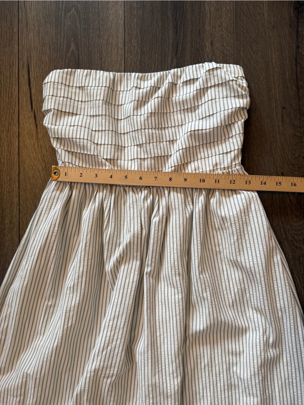 NWT Altar’d State Strapless Smocked Dress in Ivory with brown Stripe Size Small - Picture 13 of 14